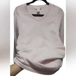 Emma's Expressions Maternity Sweater Pullover V-Neck| Light Pink| Women Size: S